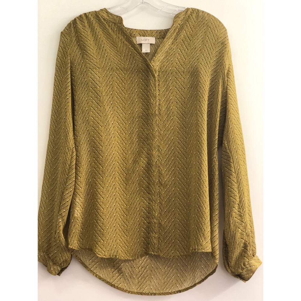 LOFT mustard print blouse